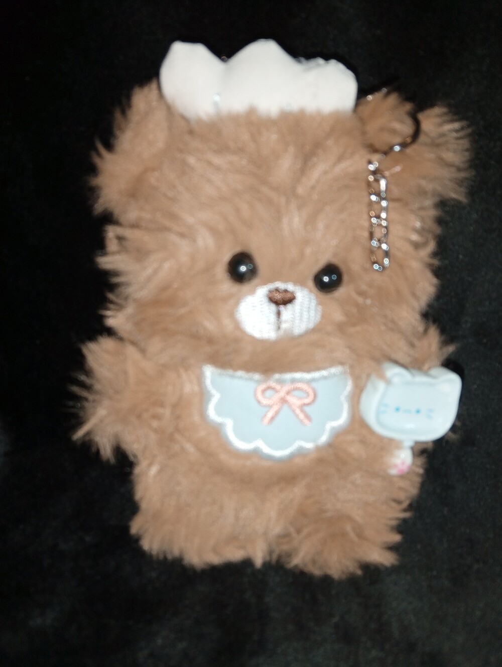 Plush Cute White Chef Bear Keychain Pendant, Unbranded